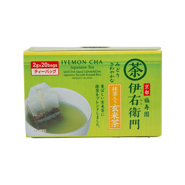 FUKUJUEN Iyemon Matcha Iri Genmaicha Tea Bags  (20 x 2g)