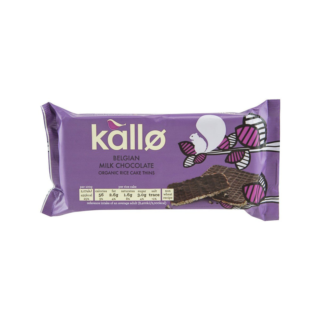 KALLO Organic Belgian Milk Chocolate Rice Cake Thins  (90g)