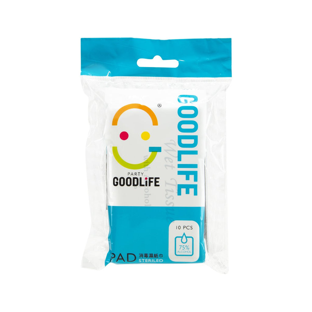 GOODLIFE 75% Foil Wrapped Alcohol Wet Towel 10's    
