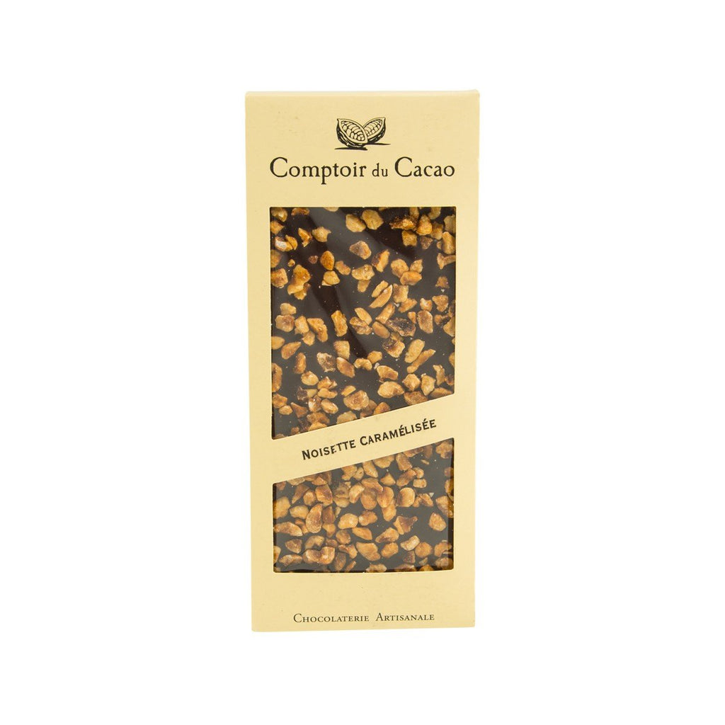 COMPTOIR DU CACAO Dark Chocolate with Caramelized Hazelnuts  (90g)