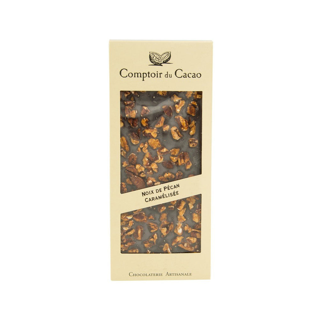 COMPTOIR DU CACAO Dark Chocolate with Caramelized Pecan  (90g)