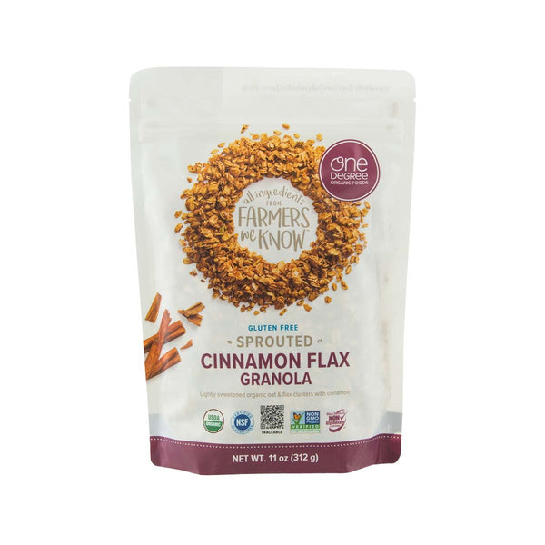 ONE DEGREE Organic Gluten Free Sprouted Cinnamon Flax Granola  (312g)