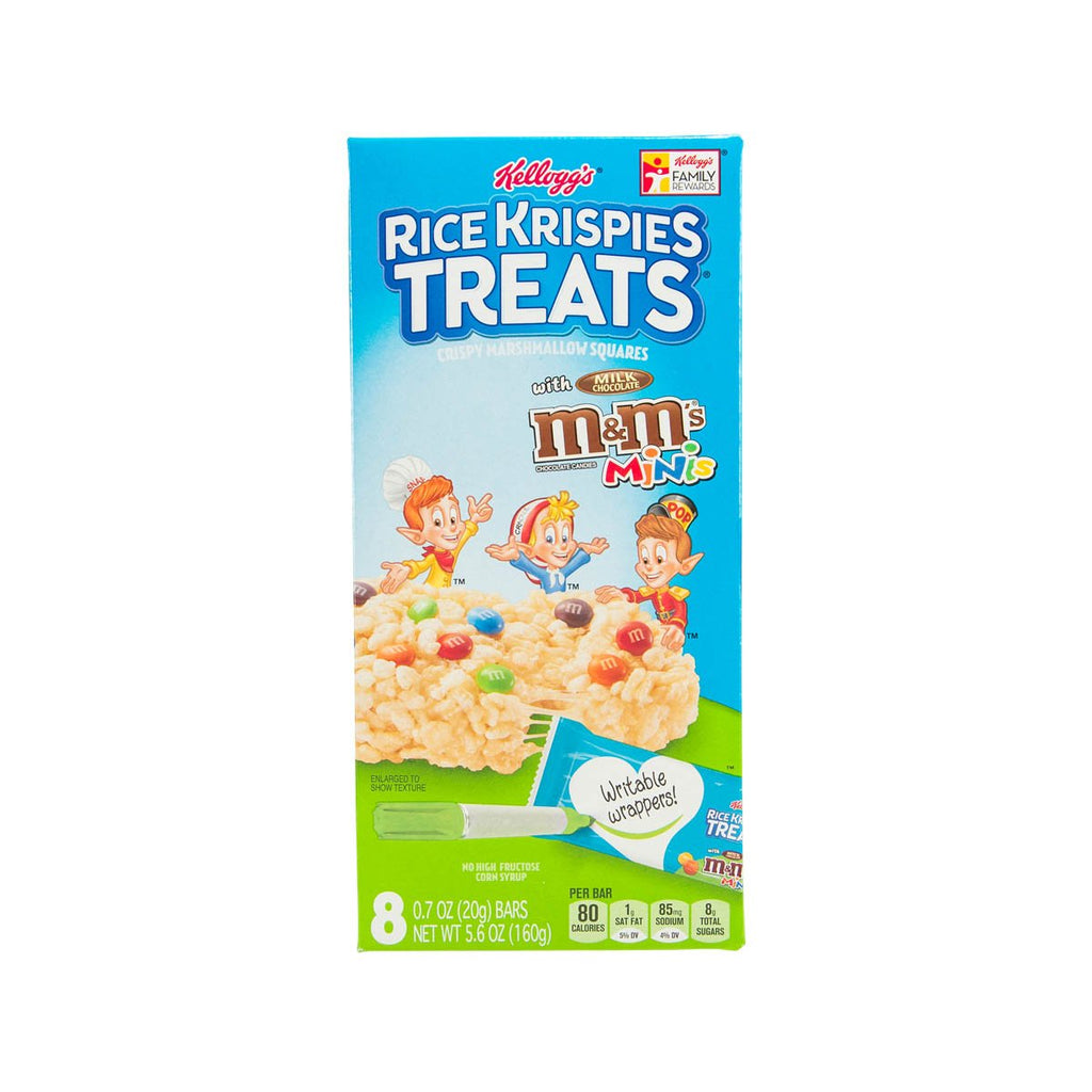 KELLOGG'S Rice Krispies Treats Marshmallow Squares - M&M Milk Chocolate  (160g)