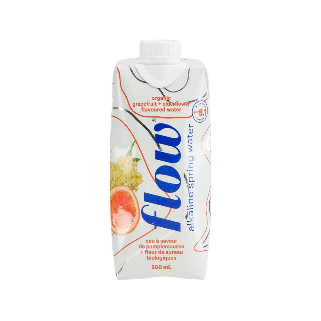 FLOW Organic Grapefruit + Elderflower Flavoured Alkaline Spring Water  (500mL)