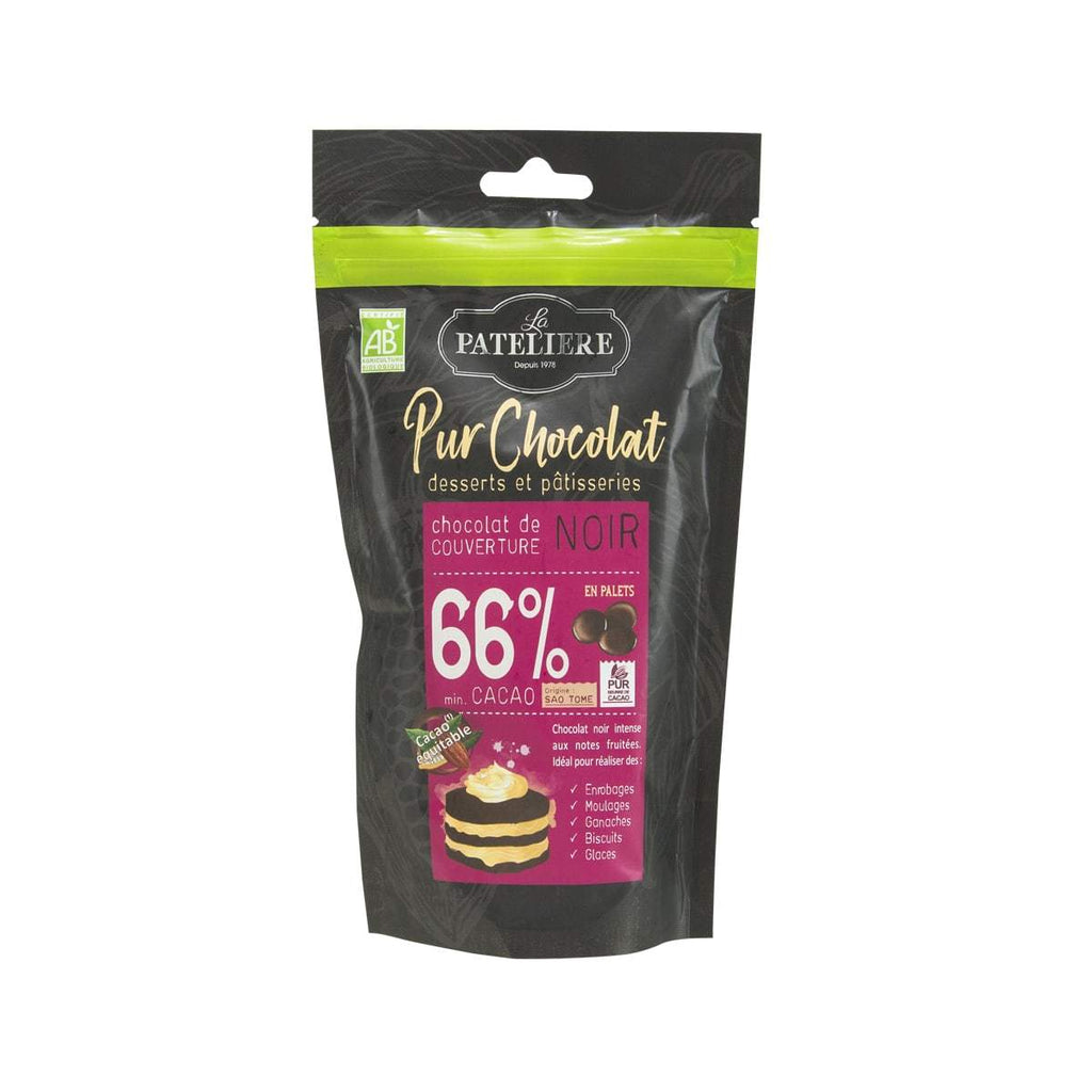 LA PATELIERE Organic 66% Dark Couverture Chocolate Drops  (200g)