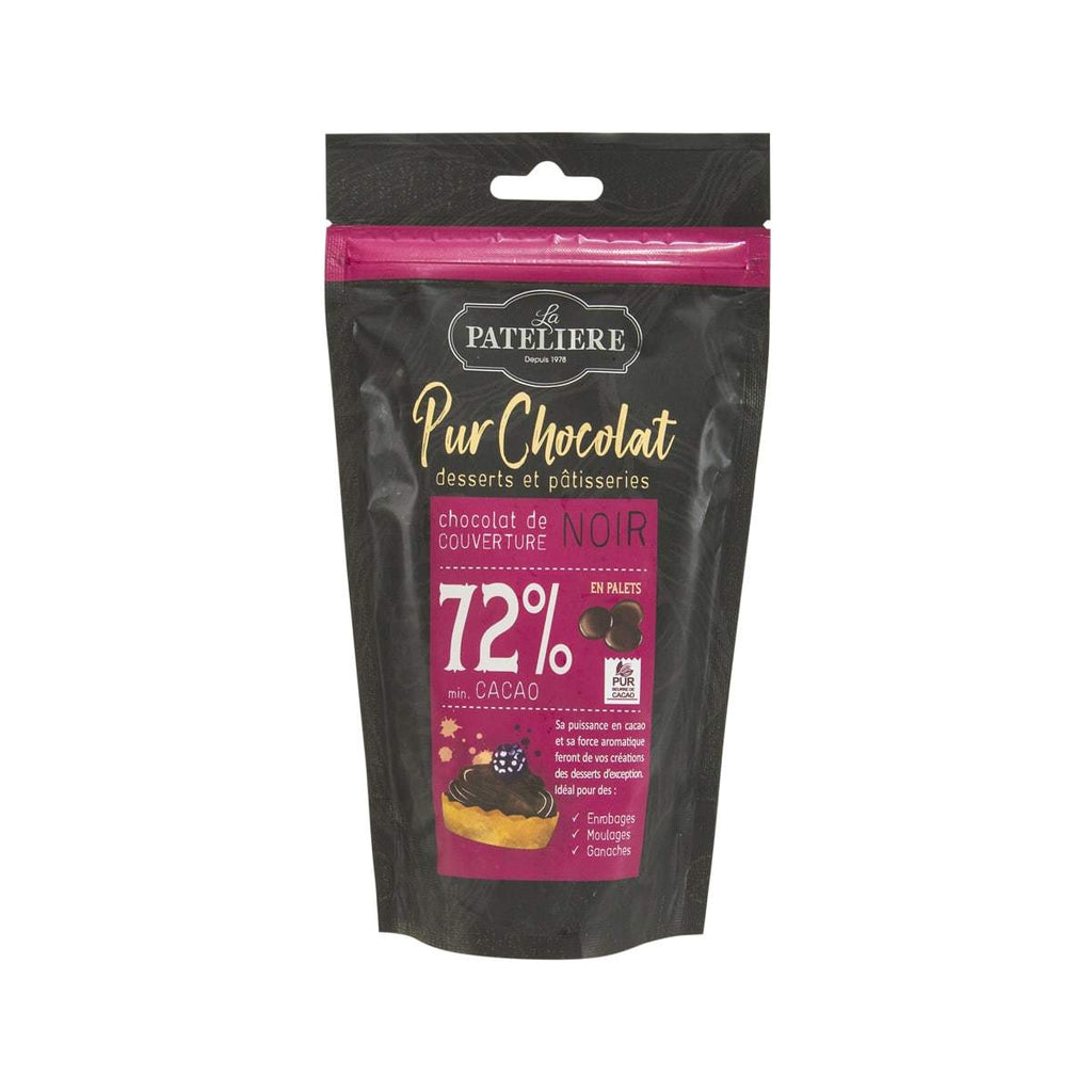 LA PATELIERE 72% Dark Couverture Chocolate Drops [Dutched]  (200g)