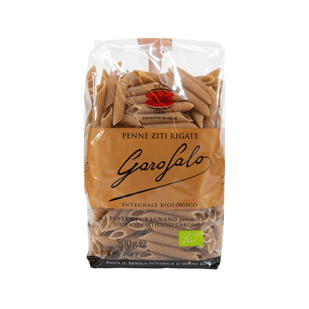 GAROFALO Organic Whole Wheat Penne Ziti Rigate  (500g)