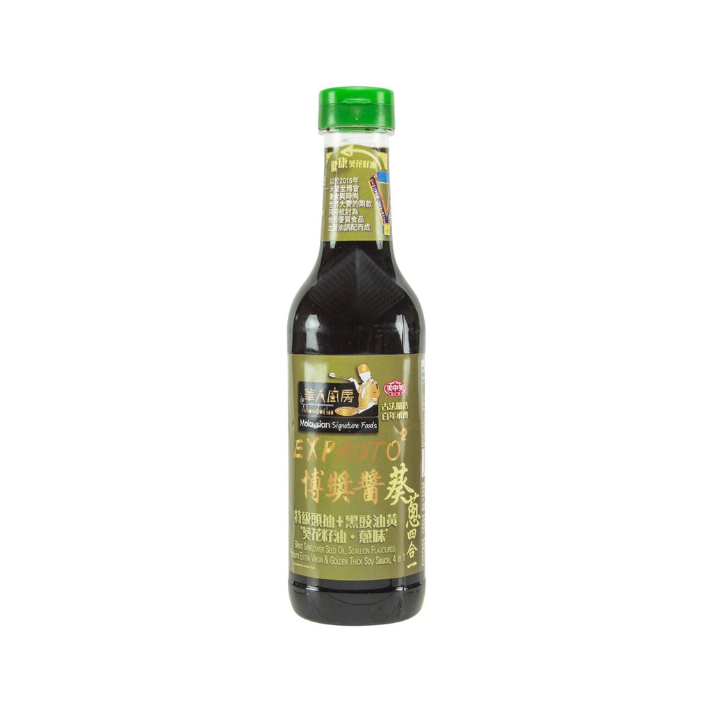 MALAYSIAN KITCHEN Exproto Blend Scallion Flavoured Premium Extra Virgin & Golden Thick Soy Sauce - 4 In 1  (500mL)