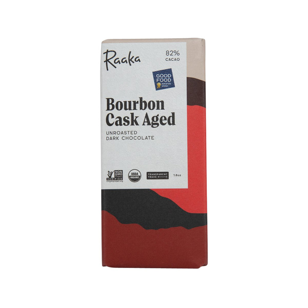 RAAKA Organic Dark Chocolate Bar 82% - Bourbon Cask Aged  (1.8oz)
