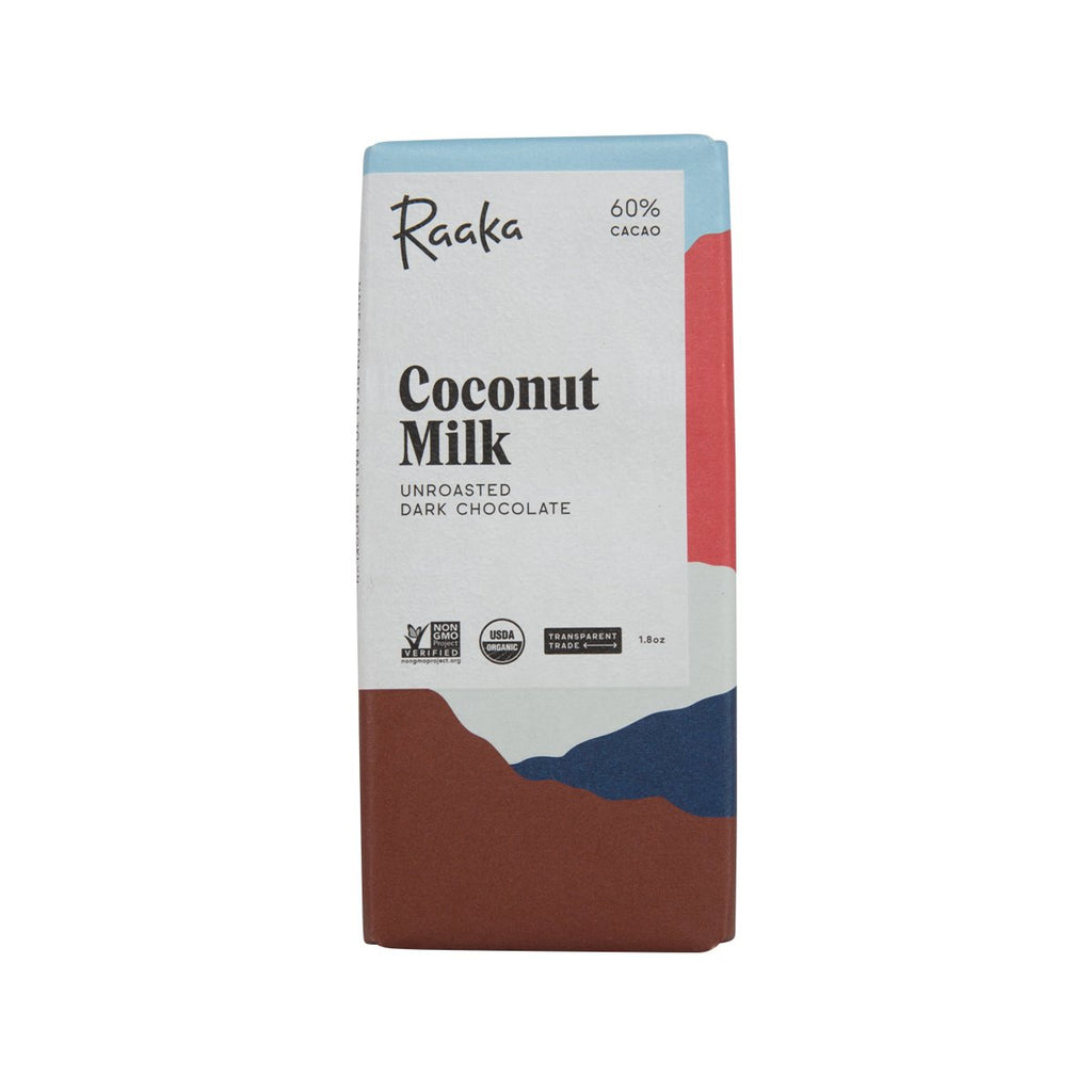 RAAKA Organic Dark Chocolate Bar 60% - Coconut Milk  (1.8oz)