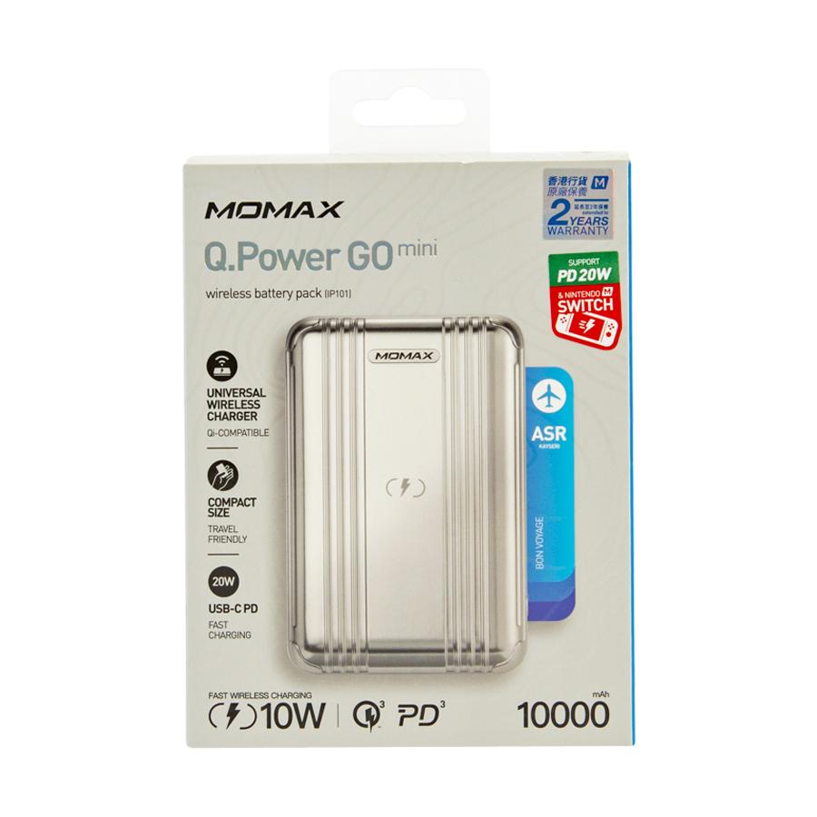 MOMAX Q.Power GO1 Wireless External Battery 10000mAh Silver