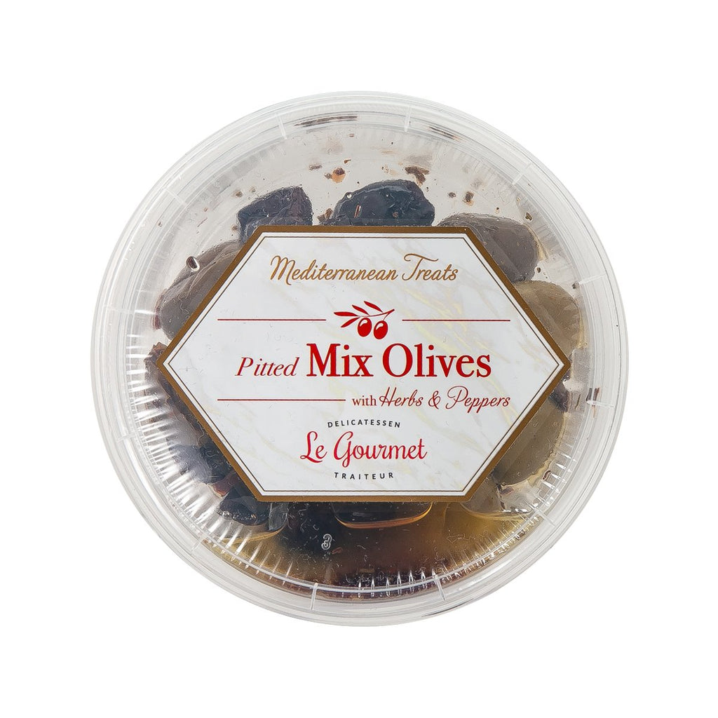 LE GOURMET Pitted Mix Olives with Herbs & Peppers  (110g)